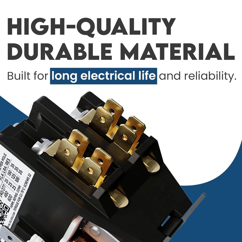 ControlGear Store 1 Pole Definite Purpose Contactor 24V Coil, 25 Amp Definite Purpose, UL Recognized and Approved for use with A2L Refrigerants, Line Lugs, Load Screws, DW251A-12 (1P 25A 24V Coil) - Image 5
